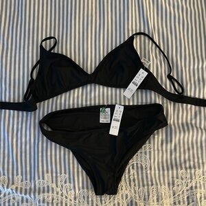 J. Crew Black Triangle Bikini Set